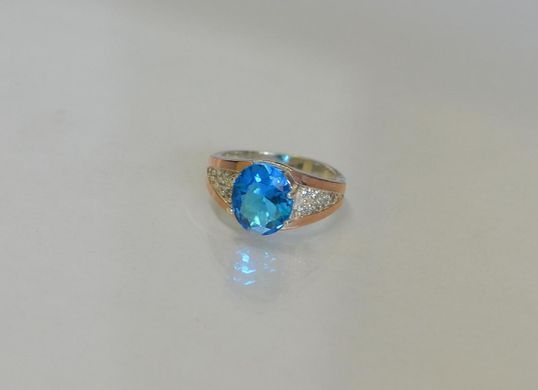 Серебряное кольцо с золотыми пластинами 054к 17.5