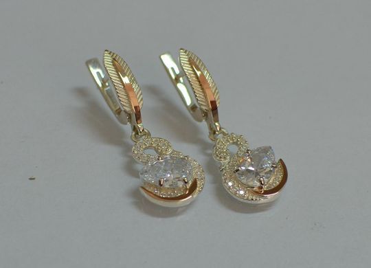 Серебряные серьги с золотыми вставками 160с