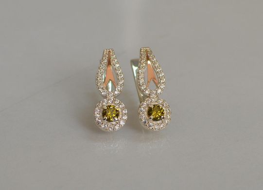 Серебряные серьги с золотыми пластинами 135с