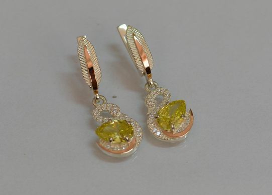 Серебряные серьги с золотыми вставками 160с