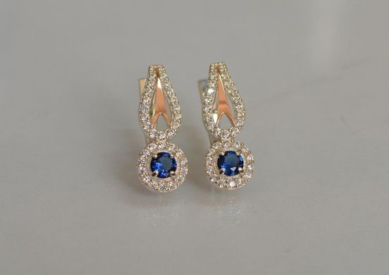 Серебряные серьги с золотыми пластинами 135с