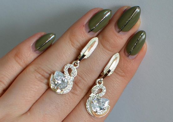Серебряные серьги с золотыми вставками 160с
