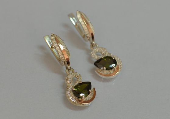 Серебряные серьги с золотыми вставками 160с