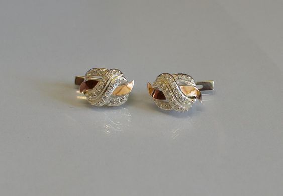 Серебряные сережки со вставками из золота 060с