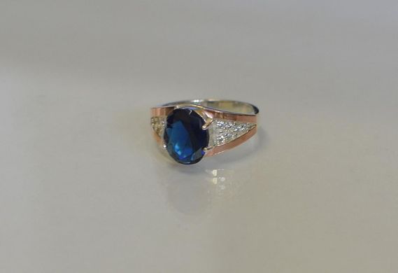 Серебряное кольцо с золотыми пластинами 054к 17.5