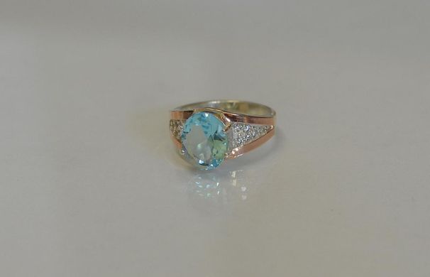 Серебряное кольцо с золотыми пластинами 054к 17.5