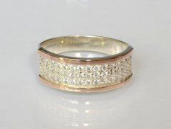 Серебряное кольцо с золотыми пластинами 014к 22