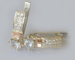 Серебряные серьги со вставками из золота 035с