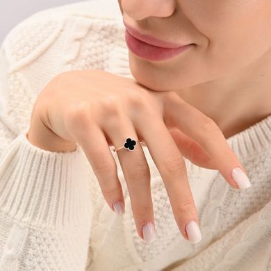 Серебряное кольцо с клевером и золотыми вставками 307к 15