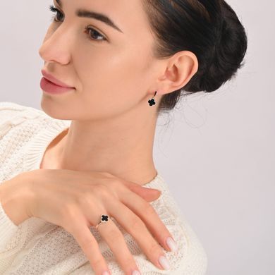 Серебряное кольцо с клевером и золотыми вставками 307к 15