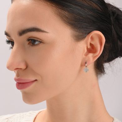 Серебряные серьги с клевером и золотыми пластинами 307с-1