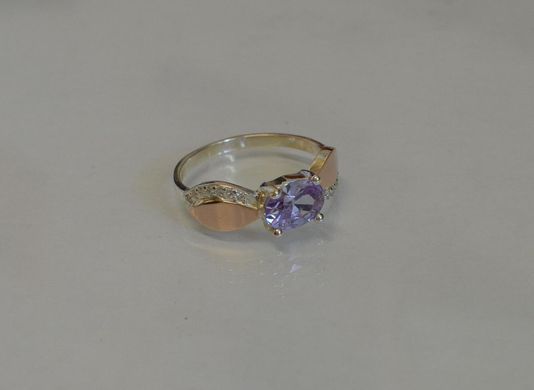 Серебряное кольцо с пластинами из золота 047к 15