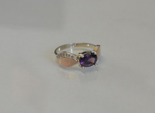 Серебряное кольцо с пластинами из золота 047к 15