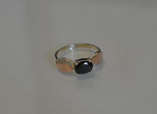 Серебряное кольцо с пластинами из золота 047к 15