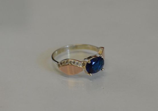 Серебряное кольцо с пластинами из золота 047к 15