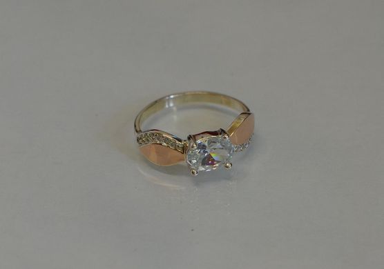 Серебряное кольцо с пластинами из золота 047к 15
