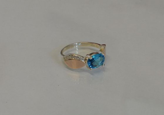Серебряное кольцо с пластинами из золота 047к 15