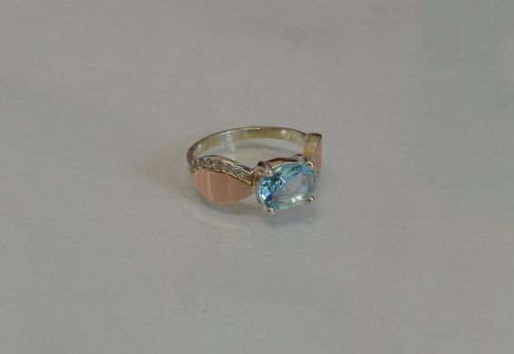 Серебряное кольцо с пластинами из золота 047к 15