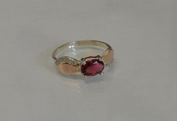 Серебряное кольцо с пластинами из золота 047к 15