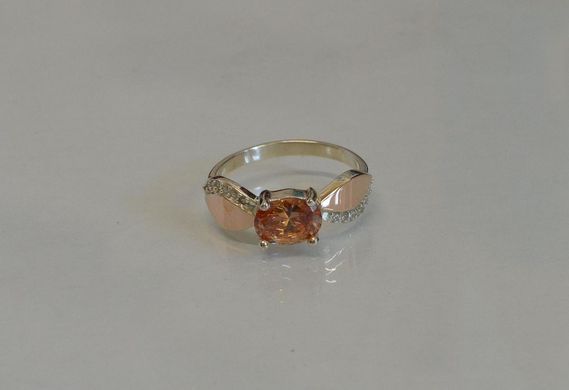 Серебряное кольцо с пластинами из золота 047к 15