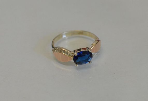 Серебряное кольцо с пластинами из золота 047к 15