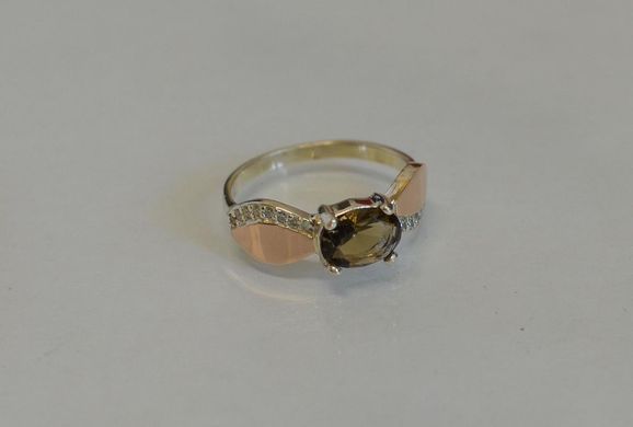 Серебряное кольцо с пластинами из золота 047к 15