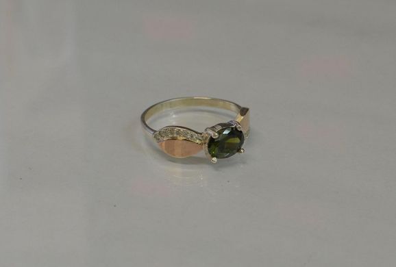 Серебряное кольцо с пластинами из золота 047к 15