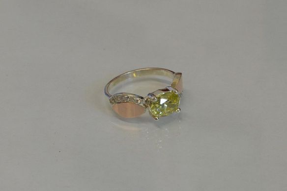 Серебряное кольцо с пластинами из золота 047к 15