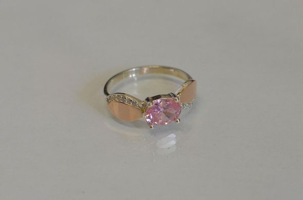 Серебряное кольцо с пластинами из золота 047к 15