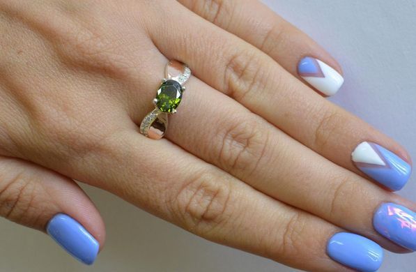 Серебряное кольцо с пластинами из золота 047к 15
