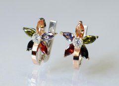 Серебряные серьги с напайками из золота 034с
