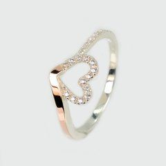 Серебряное кольцо с золотыми вставками 329к 22