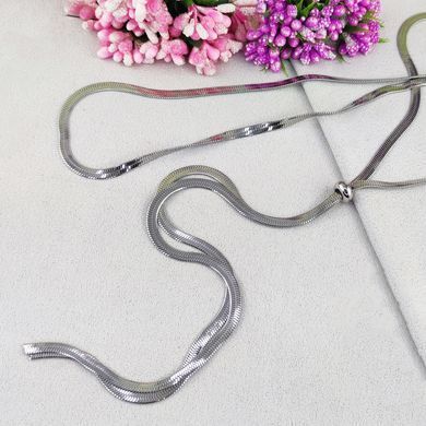Цепочка/колье STAINLESS STEEL 110/55 см медицинская сталь родий А/В 10-0691