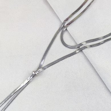 Цепочка/колье STAINLESS STEEL 110/55 см медицинская сталь родий А/В 10-0691