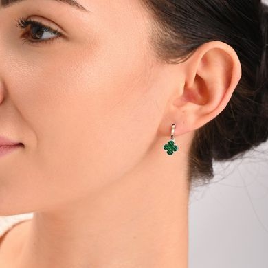 Серебряные серьги с клевером и золотыми пластинами 307с-2