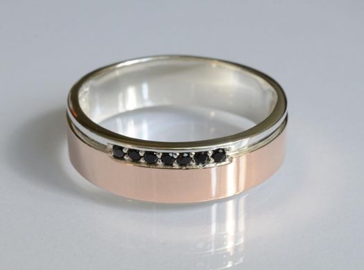 Обручальное кольцо из серебра с золотом Обр29 15