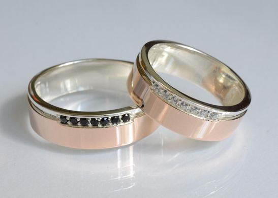 Обручальное кольцо из серебра с золотом Обр29 15