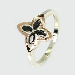 Серебряное кольцо с золотыми вставками 319к 22
