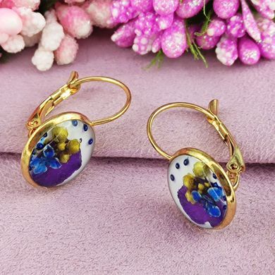 Сережки з епоксидної смоли позолота 14К (ЛИМОН) S-0069