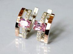 Серебряные серьги с золотыми пластинами 028с