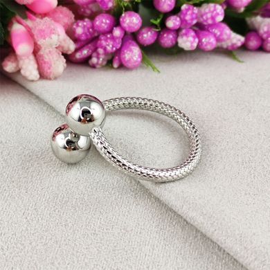 Кольцо STAINLESS STEEL Поцелуйчик 17-19 медицинская сталь родий А/В 10-0780, 17-19