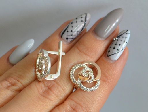 Серебряные серьги с золотыми пластинами 168с