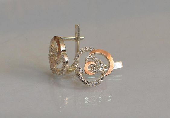Серебряные серьги с золотыми пластинами 168с