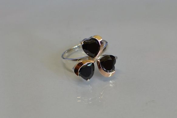 Серебряное кольцо с пластинами из золота 061к 15