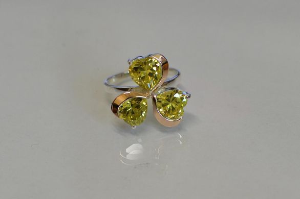 Серебряное кольцо с пластинами из золота 061к 15