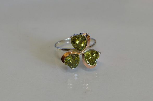 Серебряное кольцо с пластинами из золота 061к 15