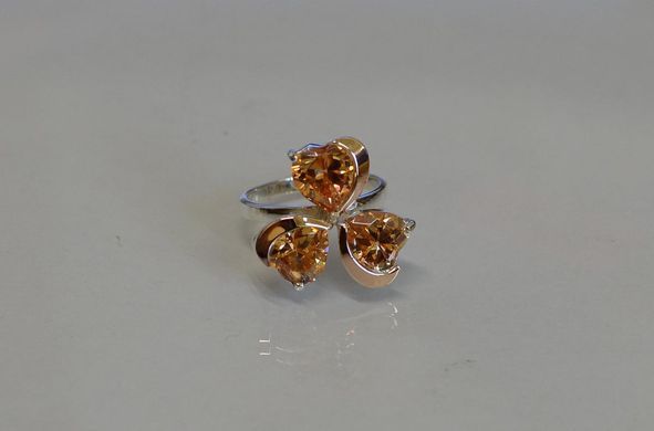 Серебряное кольцо с пластинами из золота 061к 15