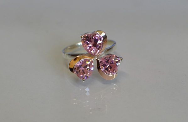 Серебряное кольцо с пластинами из золота 061к 15