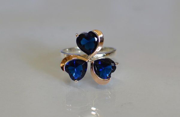 Серебряное кольцо с пластинами из золота 061к 15