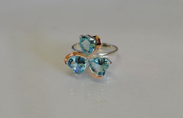 Серебряное кольцо с пластинами из золота 061к 15